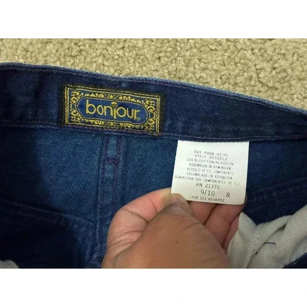 BONJOUR Vintage 80s 90s Womens Jeans Button Fly High Rise Dark Blue 26x30 Retro